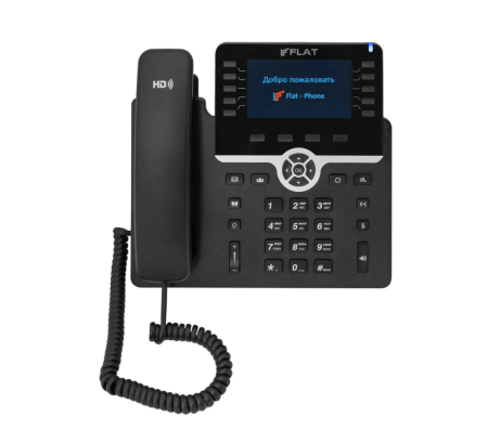ФЛАТ-ПРО FLAT-PHONE B10P, ip-телефон для бизнеса (20 SIP-аккаунтов, 2 порта 10/100/1000BASE-T (RJ-45), ЖК-дисплей, PoE, адаптер питания 220В)